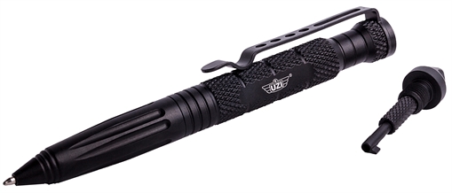 Uzi Accessories Tactical Pen Black Aluminum 6" Features Glass Breaker/Cuff Key UZITACPEN6BK