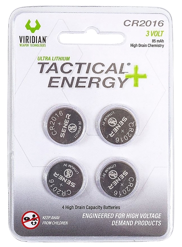 Viridian Weapon Technologies Viridian Weapon Technologies, Tactical Energy, 4 Pack, CR2016 350-0013 3500013