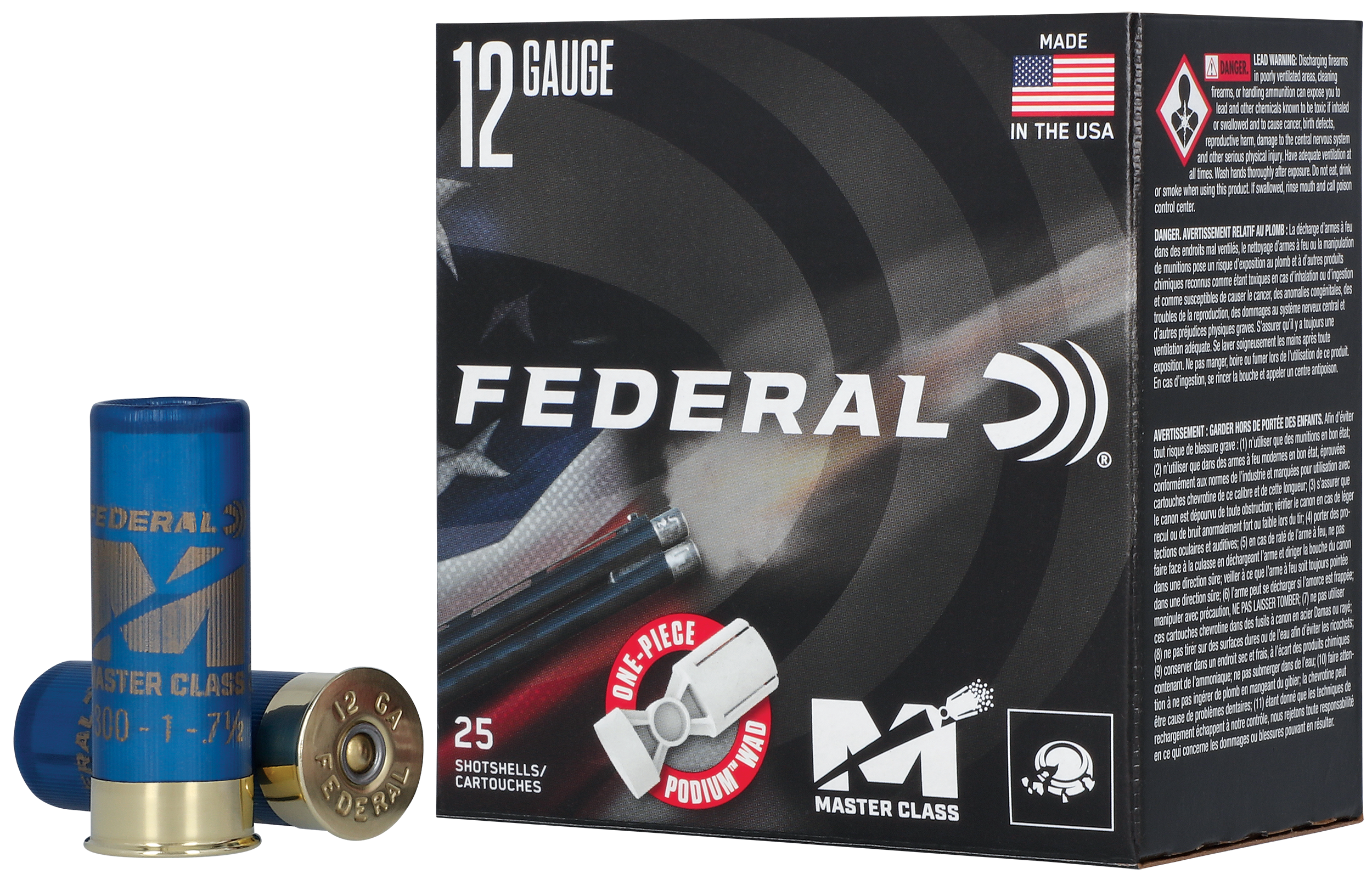 Federal Cartridge Master Class Shotgun Shells MC12HC8, 12 Gauge, 2-3/4", 1 1/8 oz, 1235fps, 8 Shot, 25 Rd/bx