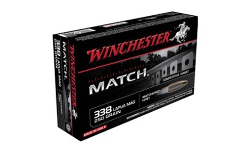 Winchester Ammo Match 338LapuaMag 250gr Sierra MatchKing BTHP 20 Per Box/10 Case S338LM
