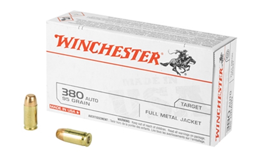 Winchester Ammunition USA, 380ACP, 95 Grain, Full Metal Jacket, 50 Round Box Q4206