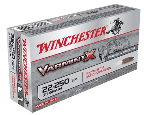 Winchester Ammo Varmint X 22-250Rem 55gr Polymer Tip Rapid Expansion 20 Per Box/10 Case X22250P