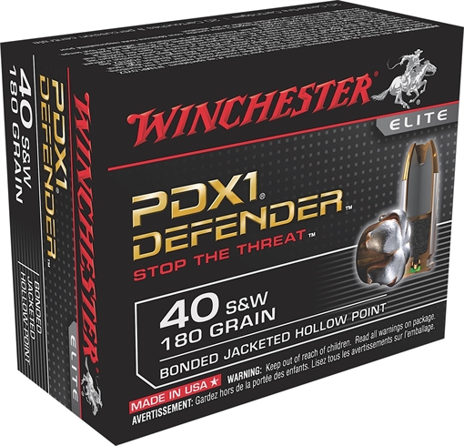 Winchester Ammo Defender 40S&W 180gr Bonded Jacket Hollow Point 20 Per Box/10 Case S40SWPDB1