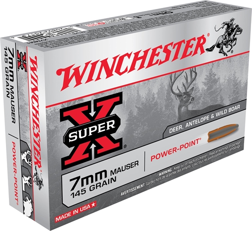 Winchester Super-X Power Point Rifle Ammunition 7mm Mauser 145 gr. PSP 2660 fps 20/ct X7MM1