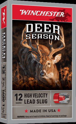 Winchester Ammo Deer Season High Velocity 12Gauge 2.75" 1 1/8oz Slug Shot 5 Per Box/20 Case X12DS
