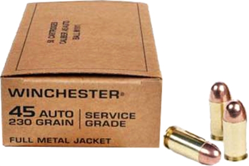 Winchester Ammo USA Service Grade 45ACP 230gr Full Metal Jacket 50 Per Box/10 Case SG45W