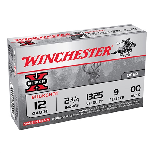 Winchester Ammo Super X 12Gauge 2.75" 18Pellets 00Buck Shot 15 Per Box/10 Case *Value Pack XB1200VP