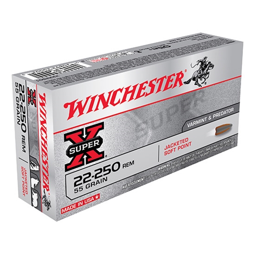 Winchester Ammo Super X 22-250Rem 55gr Jacketed Soft Point 20 Per Box/10 Case X222501
