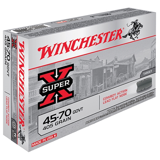 Winchester Ammo Super X Cowboy Action 45-70Gov 405gr Lead Flat Nose 20 Per Box/10 Case X4570CB
