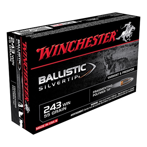Winchester Ammo Ballistic Silvertip 243Win 55gr Fragmenting Polymer Tip 20 Per Box/10 Case SBST243