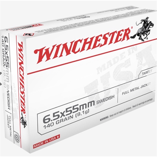 Winchester Ammo USA Target 6.5x55Swedish 140gr Full Metal Jacket 20 Per Box/10 Case USA6555