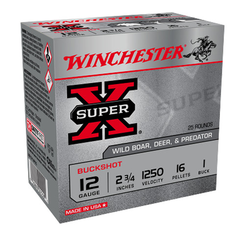 Wincheter Super-X 12 Ga, 2.75" Shell, 1 Buck, 25rd Box