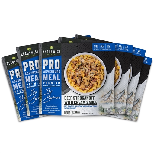 ReadyWise Outdoor Food Kit Beef Stroganoff with Mushroom Cream 2 Servings Per Pouch, 6 Per Case RW05197
