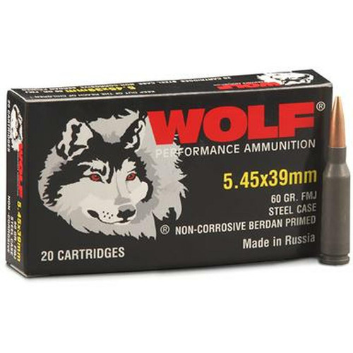 Wolf 5.45x39mm, 60gr, FMJ, Steel Cased, 20rd Box