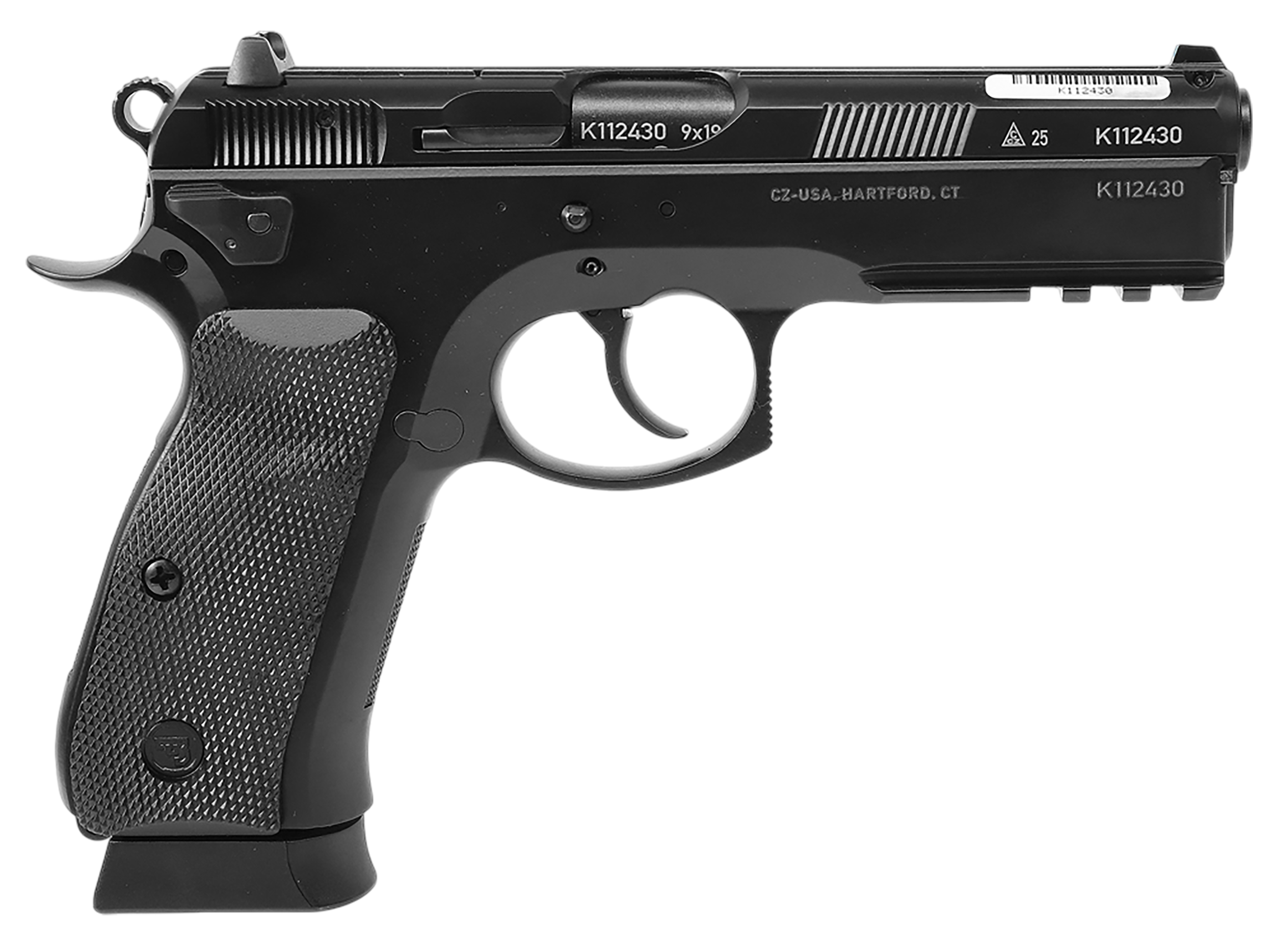CZ 75 SP-01 Tactical 50th Anniversary Elite Pistol 91215, 9mm, 4.60in, Black Rubber Grips, Black Polycoat Finish, 19 Rds