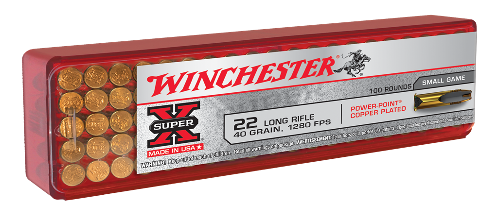 Winchester Super X .22LR 40gr. Power-Point Copper Plated 1280FPS 100rd Box #X22LRPP1