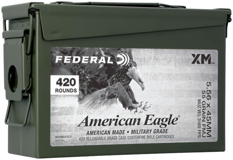 Federal American Eagle 5.56x45mm 55gr. FMJ-BT 420rd Case #XM193BK420 AC1X