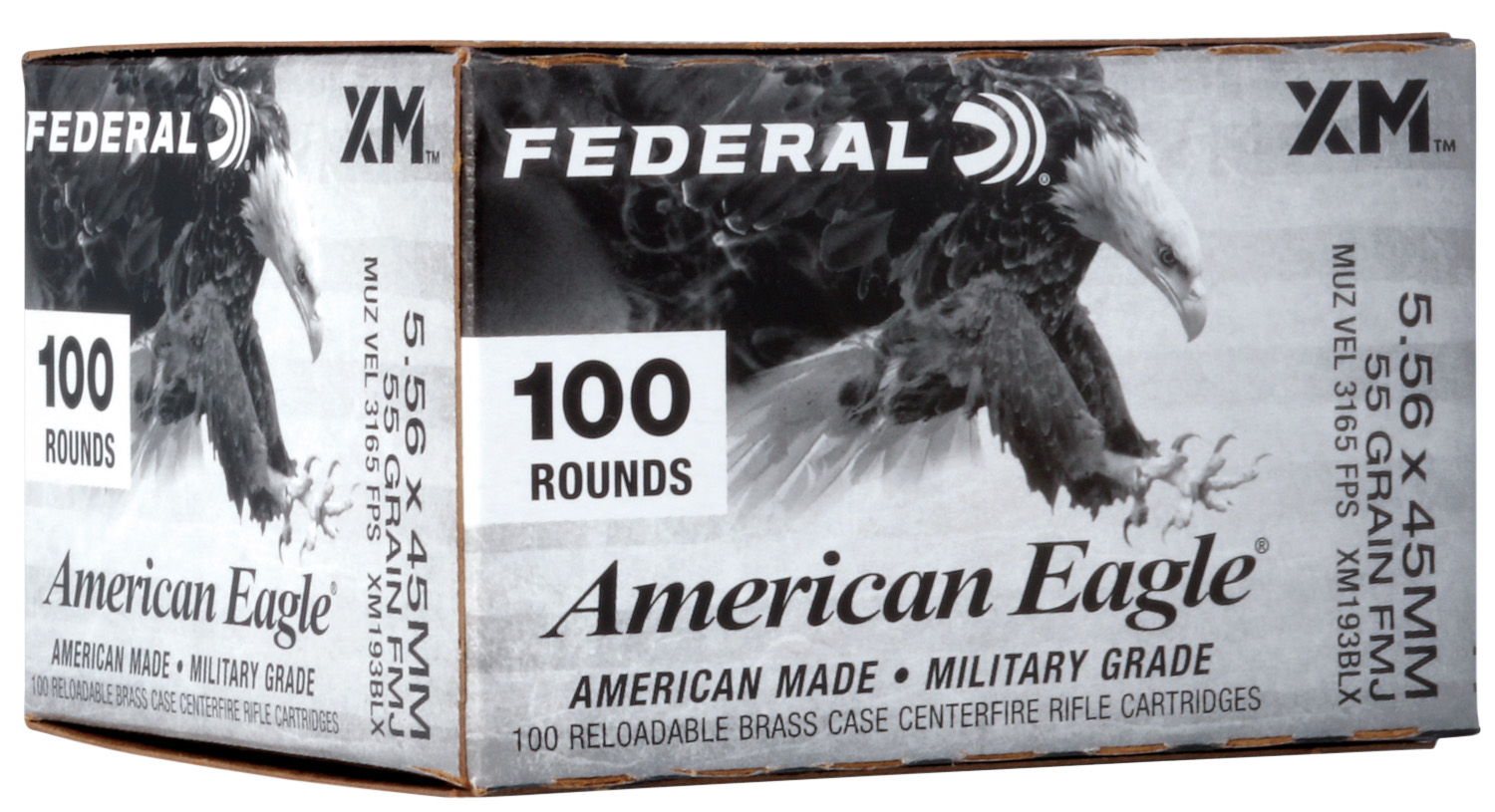 Federal American Eagle 5.56x45MM 55gr. FMJBT 100rd Box #XM193BLX