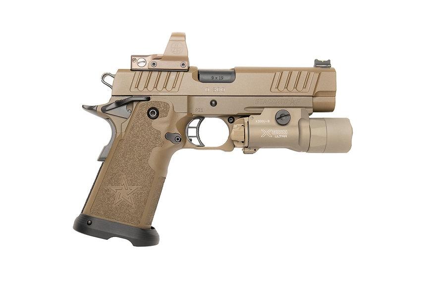 Custom & Collectable Staccato 2011 "Sahara" Pistol CNCS7SOS, 9mm, 4.4" DLC Bull Barrel, w/Leupold Delta Point Pro & Surefire x300 Turbo, 17 Rd
